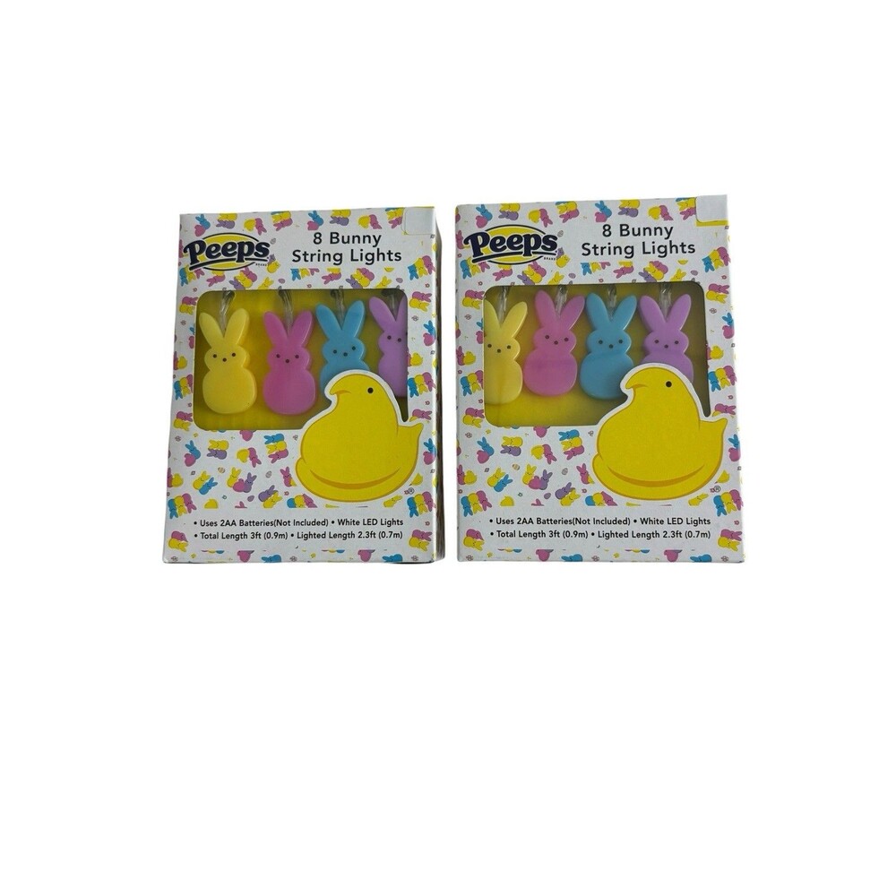 Peeps Bunny LED String Lights - Set of 2  Bunny String Lights 8 Per Pack NEW